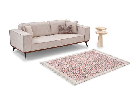 YENİ LOFT KETEN ÜÇLÜ KOLTUK, KREM