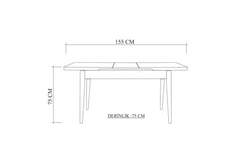 STORMİ MUTFAK MASA TAKIMI, ATLANTİK TAŞ RENGİ SOHO 0900, 120X75