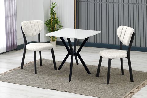 ELİS MUTFAK MASA TAKIMI, 2 SANDALYE, SİYAH, 70X70 CM, KREM