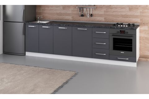 MİNAR 280 CM MUTFAK DOLABI BEYAZ ANTRASİT 280-A6-ALT MODÜL