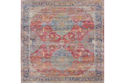 SOHO TURUNCU MAVİ OTANTİK ESKİTME DESENLİ DEKORATİF HALI, 50X80