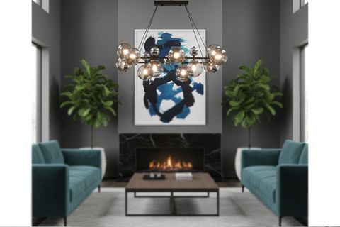 LONDRA 12 CAMLI AVİZE, SİYAH FÜME