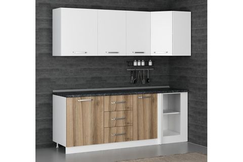 MİNAR 215CM KÖŞE MUTFAK DOLABI BEYAZ DORE K215D2