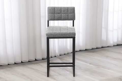 RİVA BAR MUTFAK SANDALYESİ, SİYAH AYAKLI, GRİ
