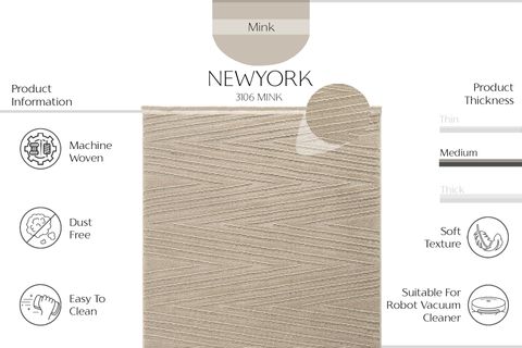  NEWYORK COOL KESME HALI 3106, YUMUŞAK TUŞELİ, VİZON, 160X250