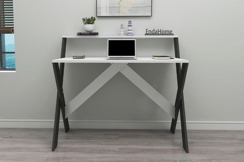 ÇAPRAZ AYAKLI DERS ÇALIŞMA MASASI, ANTRASİT BEYAZ, 50X90