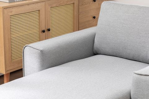 MERLİN DAYBED, FİTİLLİ KOL, NATUREL AYAK, KETEN KUMAŞ, GRİ