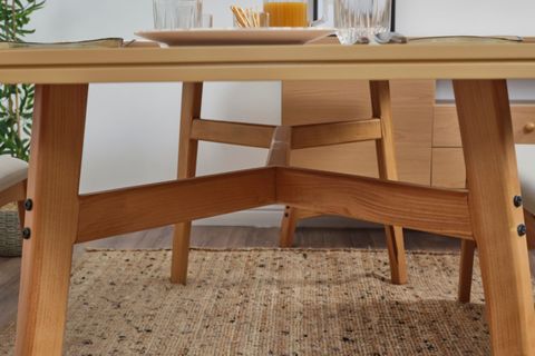 MOON BENCHLİ İSKANDİNAV MASA TAKIMI, 4 SANDALYELİ, KREM, 180X90