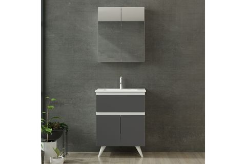 NİKA BANYO DOLABI 65CM AY2K1Ç 2K2A ETJ BEYAZ ANTRASİT