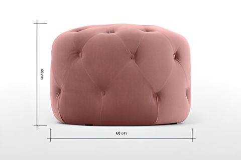 KAPİTONELİ YUVARLAK PUF, PEMBE