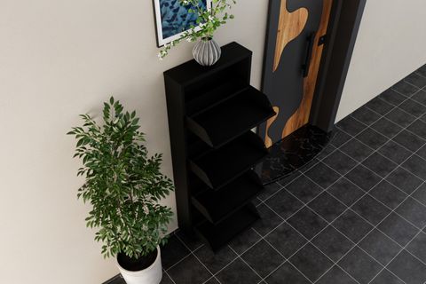 LİNEA METAL AYAKKABILIK, SİYAH, 4 KAPAKLI