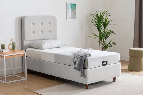 NOTTE BAZA VE BAŞLIK SETİ, AÇIK GRİ, 90X190