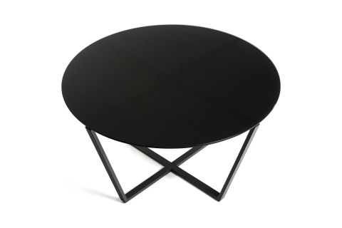 LENNY ORTA SEHPA SİYAH METAL AYAK SİYAH CAM TABLA