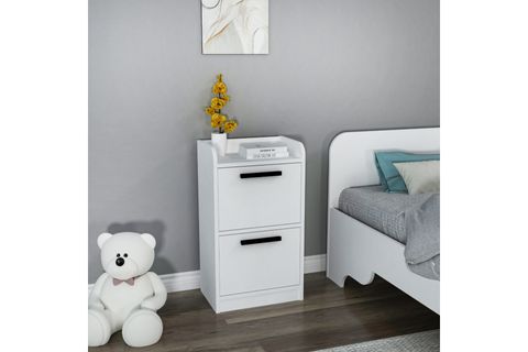 LUSES GENÇ ODASI KOMODİN, BEYAZ,  2 ÇEKMECELİ