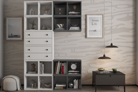 ZARA KİTAPLIK DOLABI BASAMAKLI MODÜLER RAF SİSTEMİ ANTRASİT NRG KTP 1130