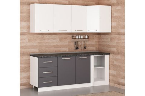 MİNAR 205CM KÖŞE MUTFAK DOLABI BEYAZ ANTRASİT K205A2