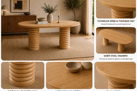CLASS OVAL MUTFAK MASASI, MEŞE, 160 CM