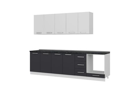 MİNAR ECE 280 CM MUTFAK DOLABI BEYAZ ANTRASİT 280-A9