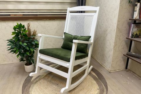 ASEDİA VERANDA HASIRLI MİNDERLİ SALLANAN SANDALYE, YEŞİL, LAKE AYAK