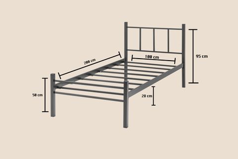 EVGER METAL KARYOLA, K90, SİYAH, 100X200