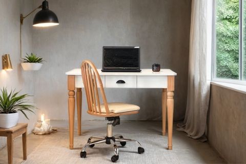 MARİNE ÇALIŞMA MASA SANDALYE TAKIMI, BEYAZ NATURAL
