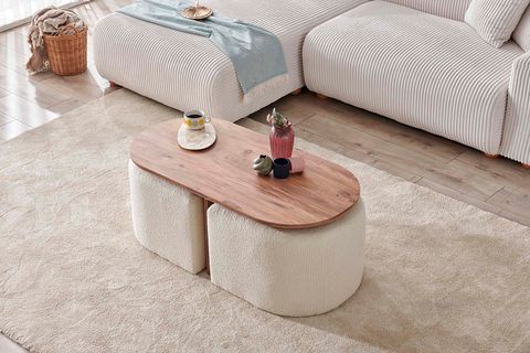 KLON FONKSİYONEL SEHPA VE PUF TAKIMI, MEŞE