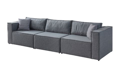 SOFT SIRT MİNDERLİ KİTAPLIKLI MODÜLER KÖŞE KOLTUK TAKIMI, KETEN, GRİ