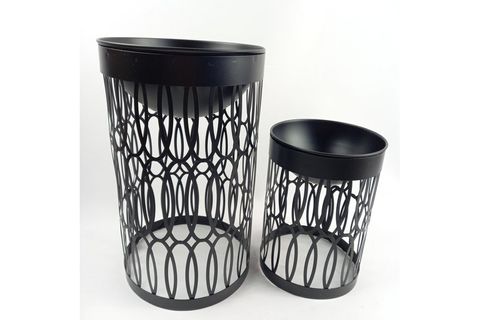 İKİLİ METAL SAKSILIK ÇİÇEKLİK SİYAH