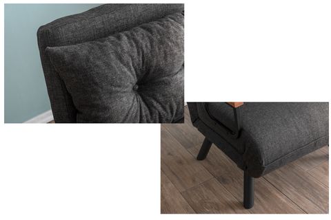 PAFU SANDO KETEN KATLANIR YATAKLI TEKLİ  KOLTUK, KOYU GRİ