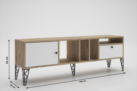 WOODNLOVE CERCEİ TV ÜNİTESİ, ATLANTİK ÇAM BEYAZ, 160 CM