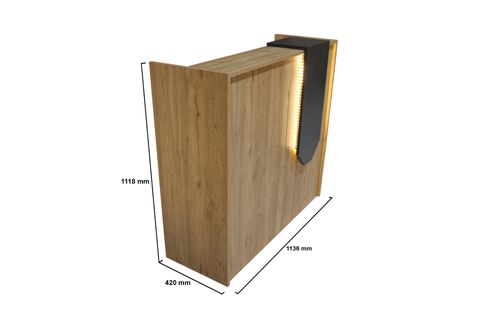 NAVİTA LED IŞIKLI KARŞILAMA BANKOSU KASA KARŞILAMA MASASI, SEPET ANTRASİT, 110 CM, ÇEKMECELİ