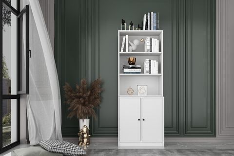 BKCONCEPT 2 KAPAKLI RAFLI KİTAPLIK, 65 CM, BEYAZ, KTP-1270-Ç