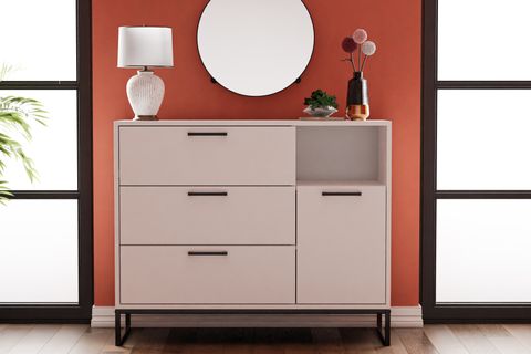 FURMET MODÜLER YUKON ŞİFONYER, BEYAZ, 3 ÇEKMECELİ VE KAPAKLI