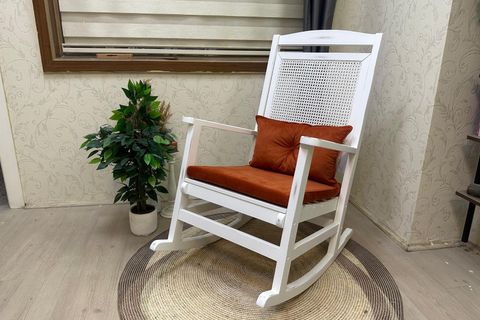 ASEDİA VERANDA HASIRLI MİNDERLİ SALLANAN SANDALYE, TURUNCU, LAKE AYAK