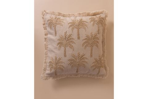 THE MİA TROPİKAL PALMİYE DESENLİ KIRLENT, BEJ 45X45 CM