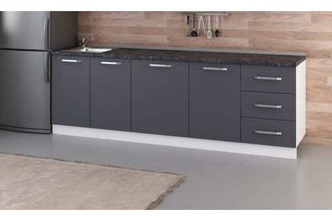 MİNAR 250 CM MUTFAK DOLABI BEYAZ ANTRASİT 250-A1-ALT MODÜL
