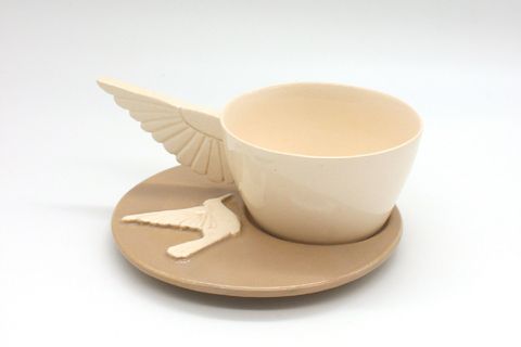 KANAT BARDAK VE TABAK SET, BEJ