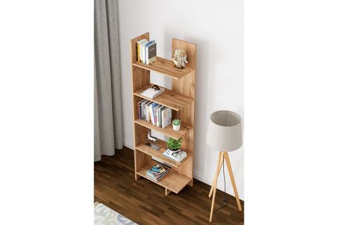 AURA ASİMETRİK KİTAPLIK, 5 RAFLI, ÇAM