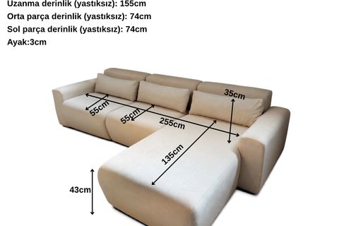 CAPY LARGE KÖŞE KOLTUK, SOL, KREM