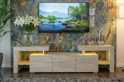 YAGMUR LEDLİ TV ÜNİTESİ, AÇIK KAHVERENGİ, 200 CM