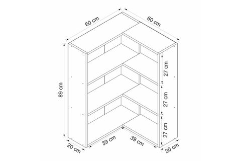 ADEL KÖŞE KİTAPLIK, BEYAZ, SET 2