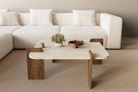 AFROLLİ DEKORATİF CEVİZ DESEN ORTA SEHPA, İSKANDİNAV BOHEM