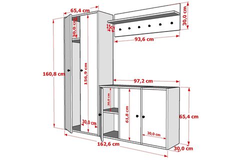 LEONARDO PORTMANTO VESTİYER 246, DOLAPLI, BEYAZ, 163 CM VST1028