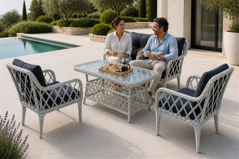 AHLAT MİNİ 4 KİŞİLİK RATTAN BALKON TAKIMI, GRİ