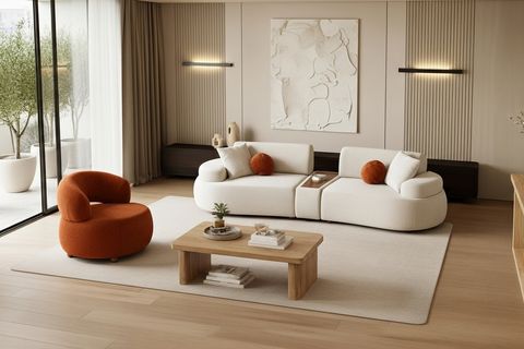 RİVA SIRT MEKANİZMALI ORTA SEHPALI KOLTUK TAKIMI, KREM