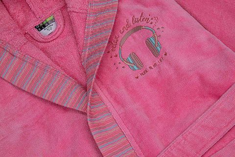 GREEN BLACK RELAX PAMUK NAKIŞLI KIZ ÇOCUK BORNOZ, PEMBE, 3-4 YAŞ