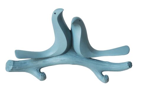 DAL ÜSTÜNDE İKİLİ KUŞ DEKOR ASKILIK, MAVİ