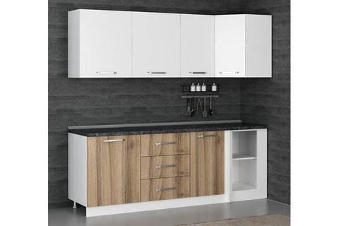MİNAR 225CM KÖŞE MUTFAK DOLABI BEYAZ DORE K225D3