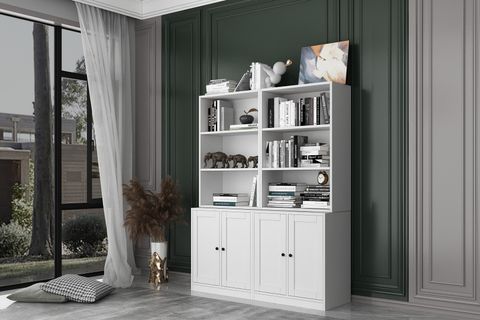 BKCONCEPT 4 KAPAKLI RAFLI KİTAPLIK, 130 CM, BEYAZ, KTP-1291