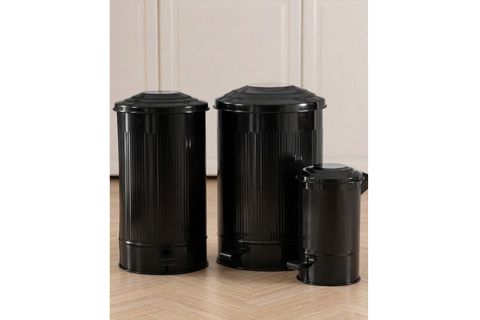 THE MİA STRİPE MUTFAK VE BANYO ÇÖP KOVASI, SİYAH, 5 LT